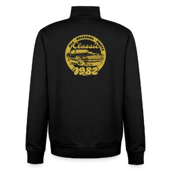 44. Geburtstag - Klassiker Musclecar 04/1982 - Unisex Organic Zip Sweatshirt von Stanley/Stella - Schwarz - Hinten - AI Model Male 185 light (185cm)