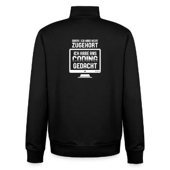Coding Gedanke statt Zuhören - Unisex Organic Zip Sweatshirt von Stanley/Stella - Schwarz - Hinten - AI Model Male 185 light (185cm)