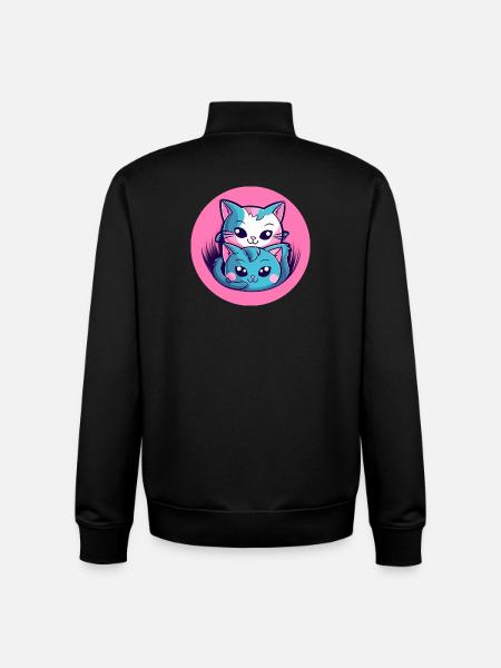 Kitten Hug Duo - Unisex Organic Zip Sweatshirt by Stanley/Stella - black