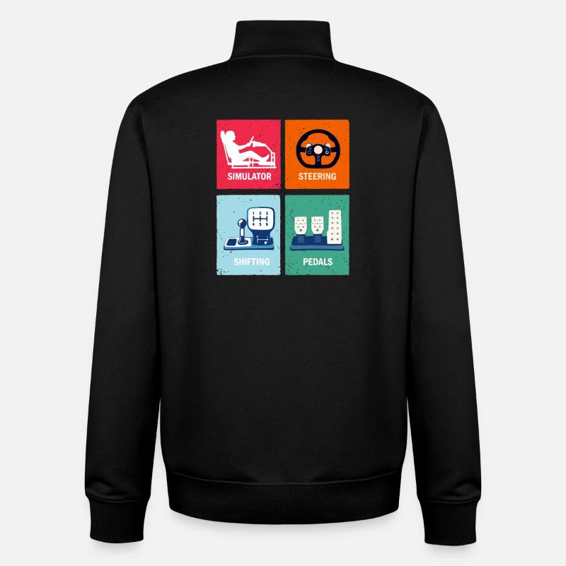 Sim Racing - Sweat zippé unisexe en coton bio Stanley/Stella - noir