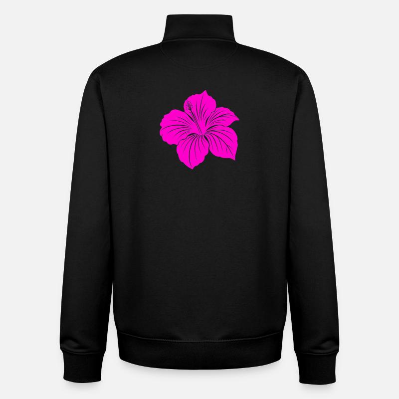 Fleur d’hibiscus - Sweat zippé unisexe en coton bio Stanley/Stella - noir