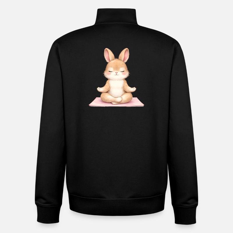 Meditating Bunny in Yoga Description - Unisex Organic Zip Sweatshirt by Stanley/Stella - black