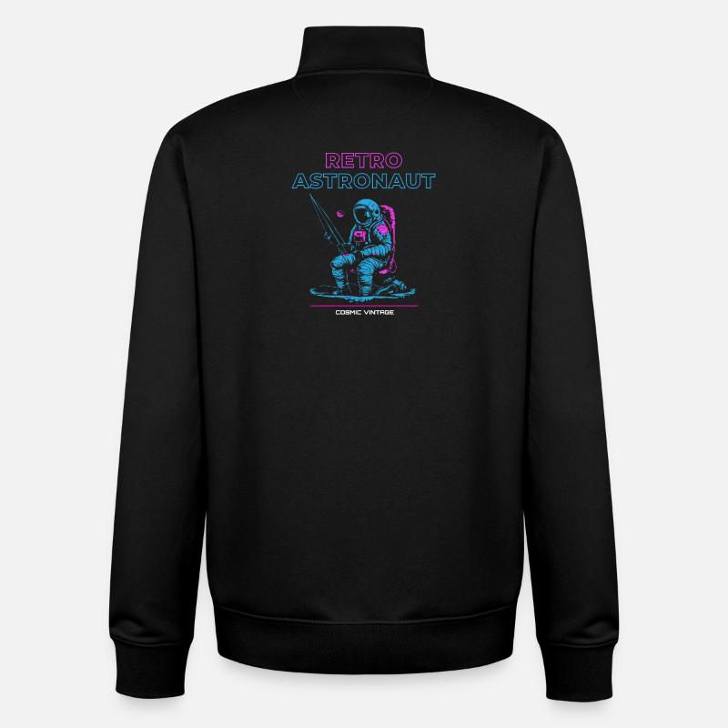 Astronaute rétro - Sweat zippé unisexe en coton bio Stanley/Stella - noir