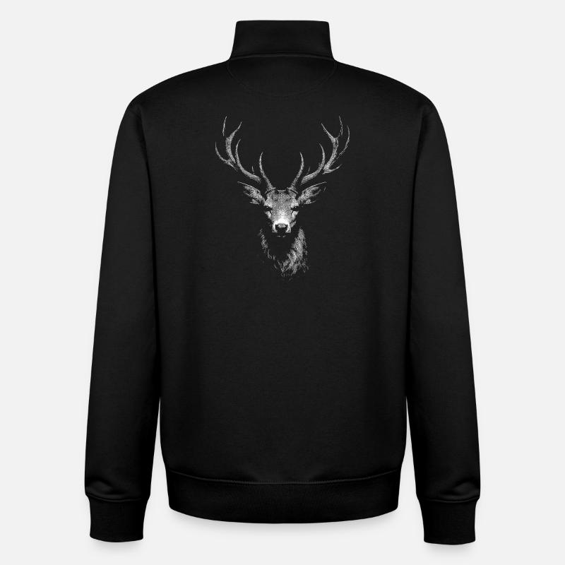roe deer - Unisex Organic Zip Sweatshirt by Stanley/Stella - black