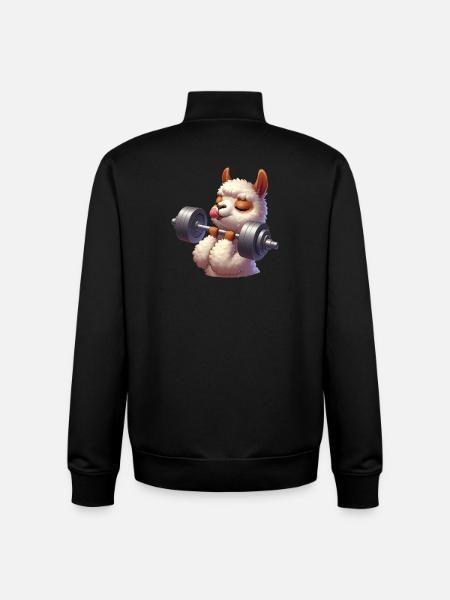 Sød Llama Alpaca Håndvægt Træning Fitness - Stanley/Stella unisex sweatshirt med lynlås i økologisk - sort