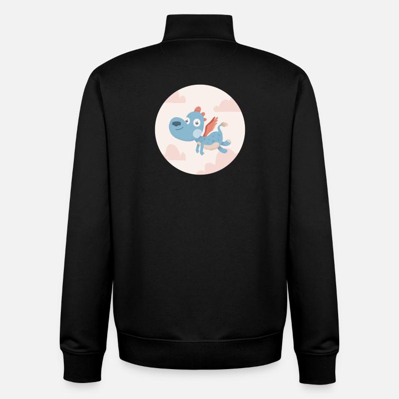dragon bleu - Sweat zippé unisexe en coton bio Stanley/Stella - noir
