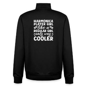 Musicienne d’harmonica Une fille comme une classique, mais un refroidisseur - Sweat zippé unisexe en coton bio Stanley/Stella - noir - Dos - AI Model Male 185 light (185cm)