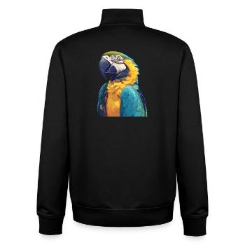 L’ère de l’ara - Sweat zippé unisexe en coton bio Stanley/Stella - noir - Dos - AI Model Male 185 light (185cm)