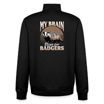 Funny Animal Badger - Unisex Organic Zip Sweatshirt by Stanley/Stella - black - Back - AI Model Male 185 light (185cm)