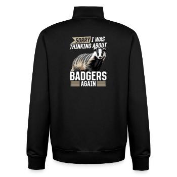 Funny Animal Badger - Unisex Organic Zip Sweatshirt by Stanley/Stella - black - Back - AI Model Male 185 light (185cm)