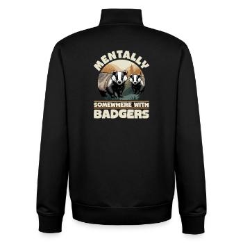 Funny Animal Badger - Unisex Organic Zip Sweatshirt by Stanley/Stella - black - Back - AI Model Male 185 light (185cm)