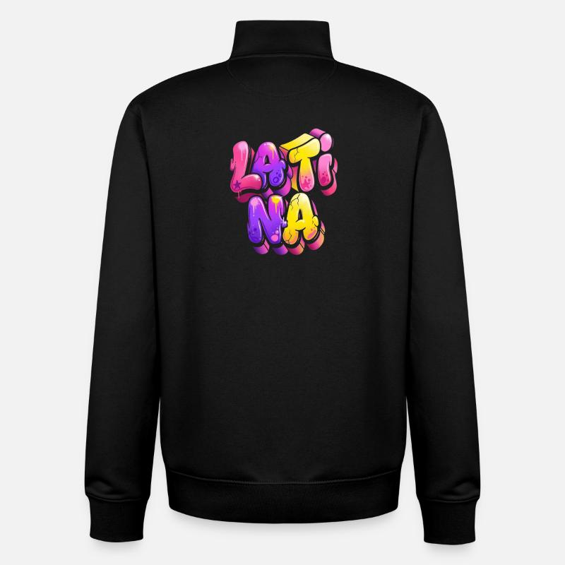 Dégradé de lettrage de graffiti néon - Sweat zippé unisexe en coton bio Stanley/Stella - noir