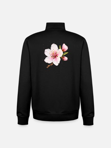 Almond Blossom Pink Spring Flower - Unisex Organic Zip Sweatshirt by Stanley/Stella - black