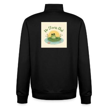 No Stress Club Frog Chill - Unisex Organic Zip Sweatshirt by Stanley/Stella - black - Back - AI Model Male 185 light (185cm)