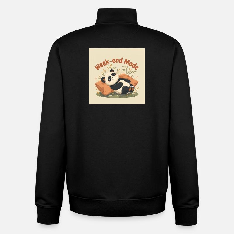 Panda Week-end Mode Relax - Sweat zippé unisexe en coton bio Stanley/Stella - noir