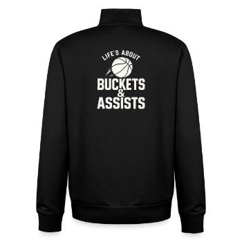 Basketball Life's About Buckets And Assists Baller - Unisex Organic Zip Sweatshirt by Stanley/Stella - black - Back - AI Model Male 185 light (185cm)