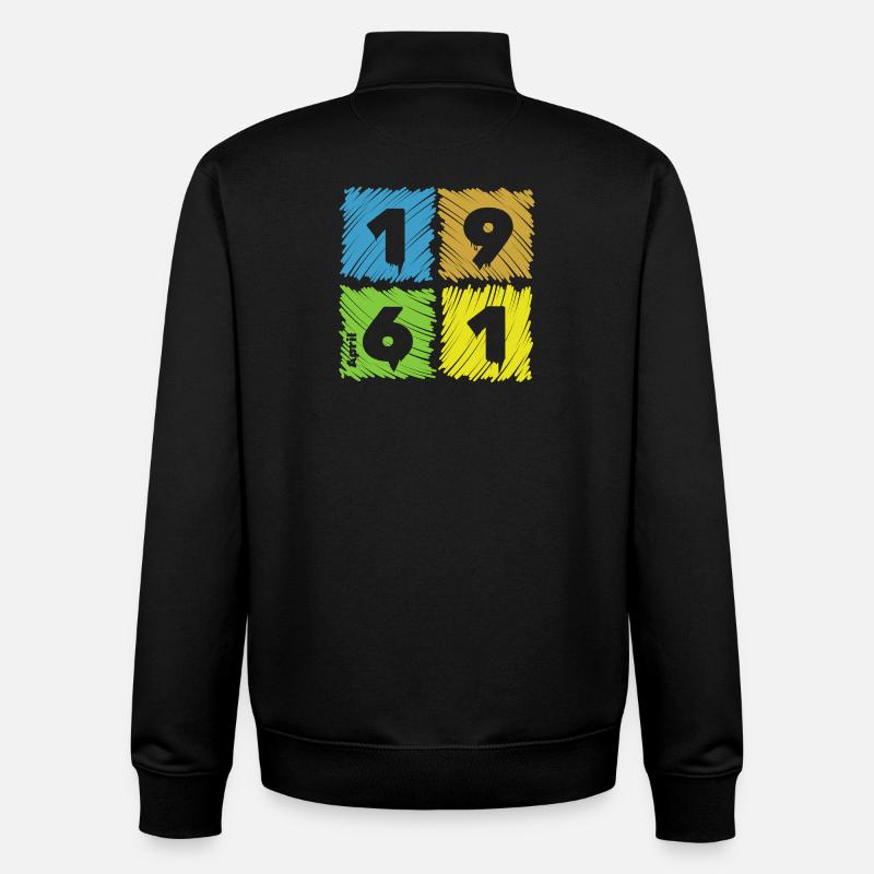 65th Birthday Colored Patches since 04/1961 - Unisex Organic Zip Sweatshirt by Stanley/Stella - black