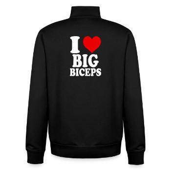 I Love Big Biceps Funny GYM Fitness Gym - Unisex Organic Zip Sweatshirt by Stanley/Stella - black - Back - AI Model Male 185 light (185cm)