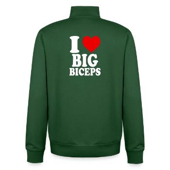 Ich liebe große Bizeps, lustige GYM, Fitnessstudio, Fitnessstudio, - Unisex Organic Zip Sweatshirt von Stanley/Stella - Flaschengrün - Hinten - AI Model Male 185 dark (185cm)