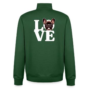 J’ADORE Bouledogue Français Chien Amoureux Drôle - Sweat zippé unisexe en coton bio Stanley/Stella - vert bouteille - Dos - AI Model Male 185 dark (185cm)