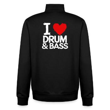 J’adore Drum & Bass Grunge Musique Batteur Drôle - Sweat zippé unisexe en coton bio Stanley/Stella - noir - Dos - AI Model Male 185 light (185cm)