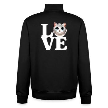 J’ADORE Chat Amoureux Chat Drôle - Sweat zippé unisexe en coton bio Stanley/Stella - noir - Dos - AI Model Male 185 light (185cm)