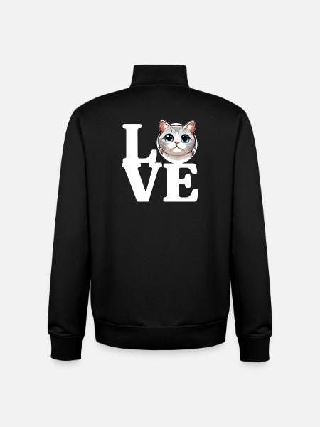 J’ADORE Chat Amoureux Chat Drôle - Sweat zippé unisexe en coton bio Stanley/Stella - noir