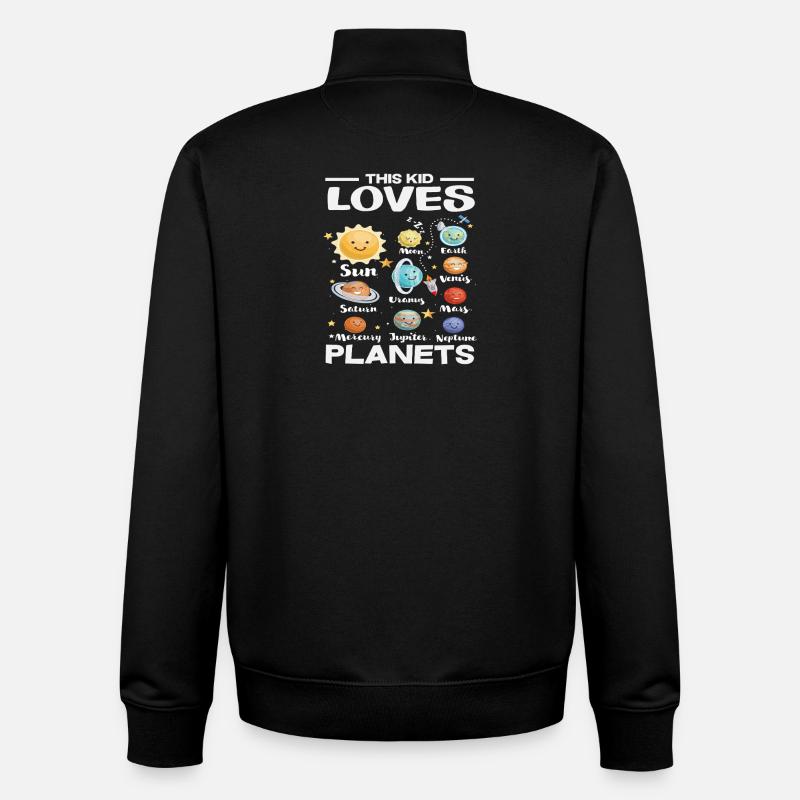 This Kid Loves Planet Space - Unisex Organic Zip Sweatshirt by Stanley/Stella - black