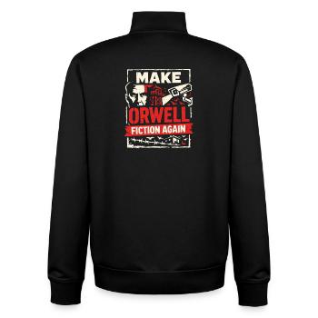 Make Orwell Fiction Again - Unisex Organic Zip Sweatshirt by Stanley/Stella - black - Back - AI Model Male 185 light (185cm)