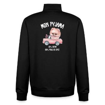 Pyjama Chien Spitz Poméranie Drôle - Sweat zippé unisexe en coton bio Stanley/Stella - noir - Dos - AI Model Male 185 light (185cm)