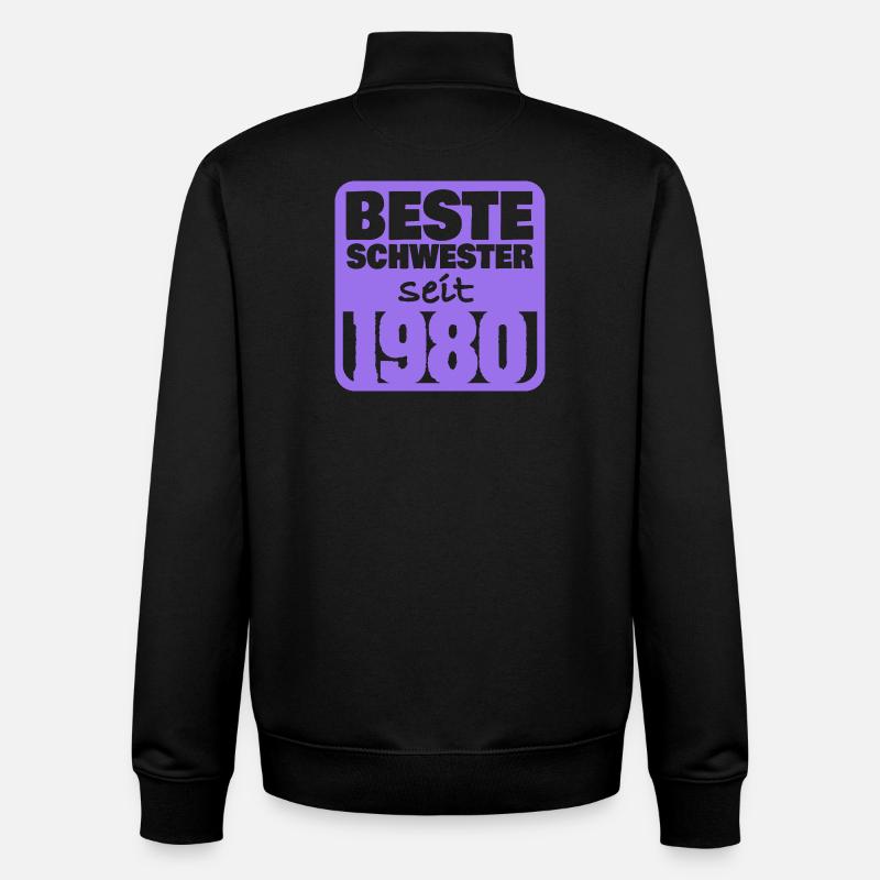 Schwesterchen 1980 - Unisex Organic Zip Sweatshirt von Stanley/Stella - Schwarz