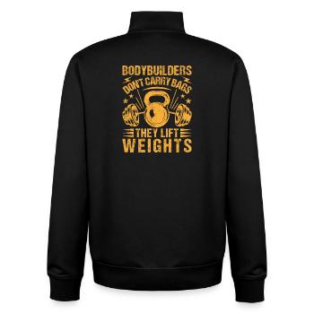 Fitness Motivation Bodybuilder Lift Weights - Unisex Organic Zip Sweatshirt by Stanley/Stella - black - Back - AI Model Male 185 light (185cm)