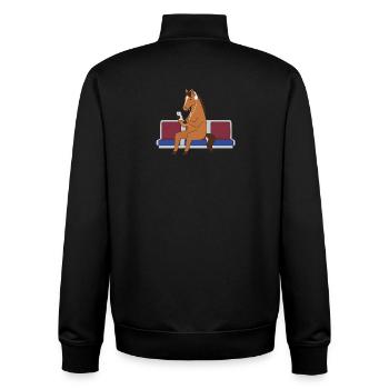 Pferd mit Kopfhörern in U-Bahn - Unisex Organic Zip Sweatshirt von Stanley/Stella - Schwarz - Hinten - AI Model Male 185 light (185cm)