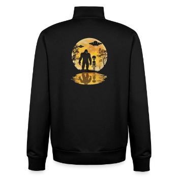 Alien Bigfoot UFO Sasquatch Believers Spaceship - Unisex Organic Zip Sweatshirt by Stanley/Stella - black - Back - AI Model Male 185 light (185cm)
