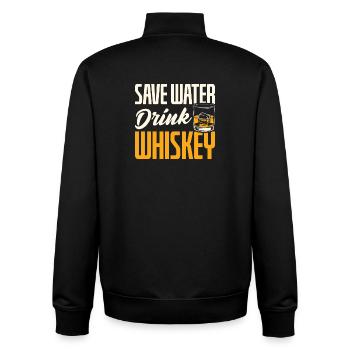 Save Water Drink Whiskey Funny Quote Design - Unisex Organic Zip Sweatshirt von Stanley/Stella - Schwarz - Hinten - AI Model Male 185 light (185cm)