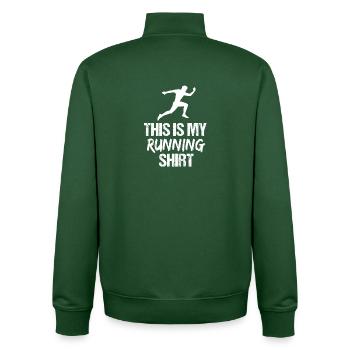 Das ist mein Laufshirt Male Sprinter Silhouette - Unisex Organic Zip Sweatshirt von Stanley/Stella - Flaschengrün - Hinten - AI Model Male 185 dark (185cm)