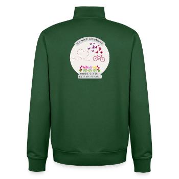 Fahrrad Pendler Shirt Floral Schmetterling Fahrrad - Unisex Organic Zip Sweatshirt von Stanley/Stella - Flaschengrün - Hinten - AI Model Male 185 dark (185cm)