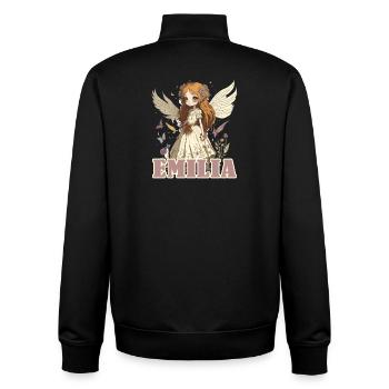 Emilia - maiden name - fairy - Unisex Organic Zip Sweatshirt by Stanley/Stella - black - Back - AI Model Male 185 light (185cm)