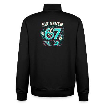 Six Seven 67 Meme Glitch Mascotte Italian Brainrot - Sweat zippé unisexe en coton bio Stanley/Stella - noir - Dos - AI Model Male 185 light (185cm)