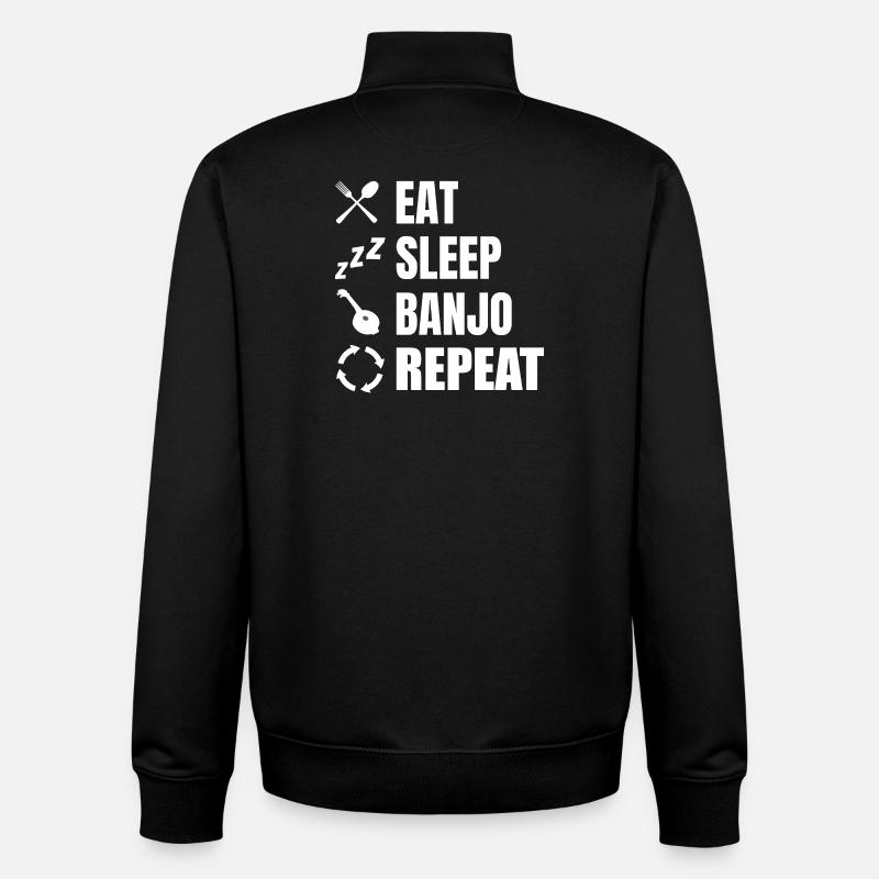 Eat Sleep Banjo Repeat - Unisex Organic Zip Sweatshirt by Stanley/Stella - black