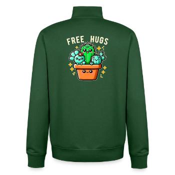 Câlins gratuits Amis cactus Câlins gratuits Drôles - Sweat zippé unisexe en coton bio Stanley/Stella - vert bouteille - Dos - AI Model Male 185 dark (185cm)