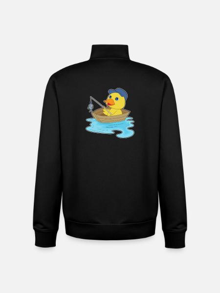 Duck Angler Fish Fishing - Unisex Organic Zip Sweatshirt by Stanley/Stella - black