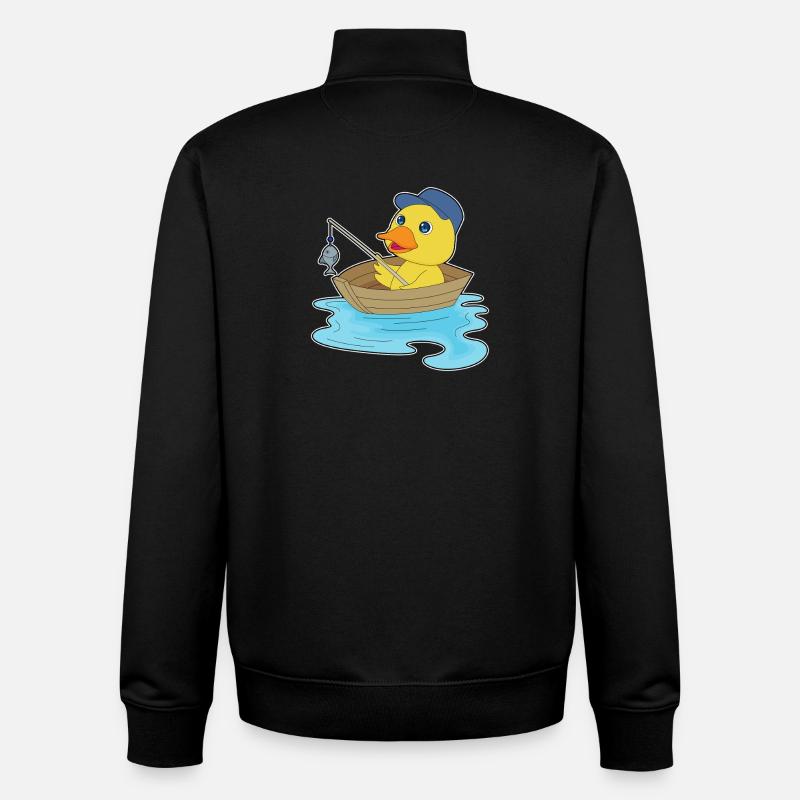 Pêche au poisson canard pêcheur - Sweat zippé unisexe en coton bio Stanley/Stella - noir
