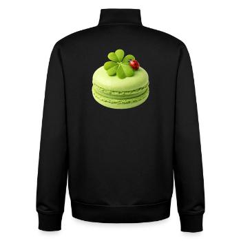 Macaron vert avec trèfle porte-bonheur - Sweat zippé unisexe en coton bio Stanley/Stella - noir - Dos - AI Model Male 185 light (185cm)