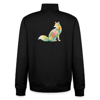 Fleurs en forme d’aquarelle en forme de renards - Sweat zippé unisexe en coton bio Stanley/Stella - noir - Dos - AI Model Male 185 light (185cm)
