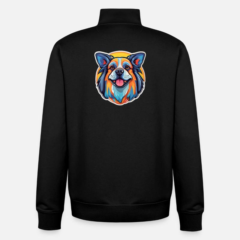 Chien Arc-en-Ciel Sourire - Sweat zippé unisexe en coton bio Stanley/Stella - noir