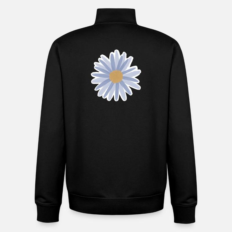 Blue Daisy Bloom Tee - Unisex Organic Zip Sweatshirt by Stanley/Stella - black