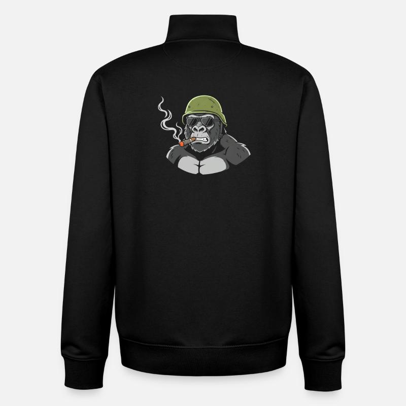 Gorilla Commando mit Zigarre - Unisex Organic Zip Sweatshirt von Stanley/Stella - Schwarz