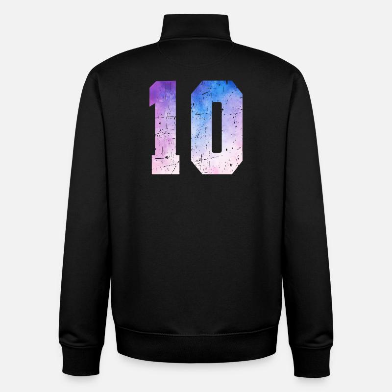 numéro 10 – Cadeau anniversaire 10 ans - Sweat zippé unisexe en coton bio Stanley/Stella - noir