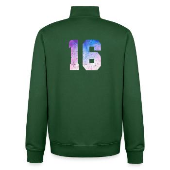 numéro 16 – Cadeau anniversaire 16 ans - Sweat zippé unisexe en coton bio Stanley/Stella - vert bouteille - Dos - AI Model Male 185 dark (185cm)